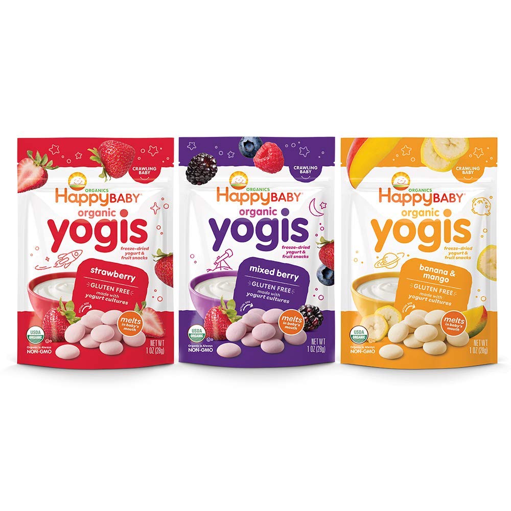 Three pack of Happybaby organic yogis organic yogurt melt for Christmas eve box ideas