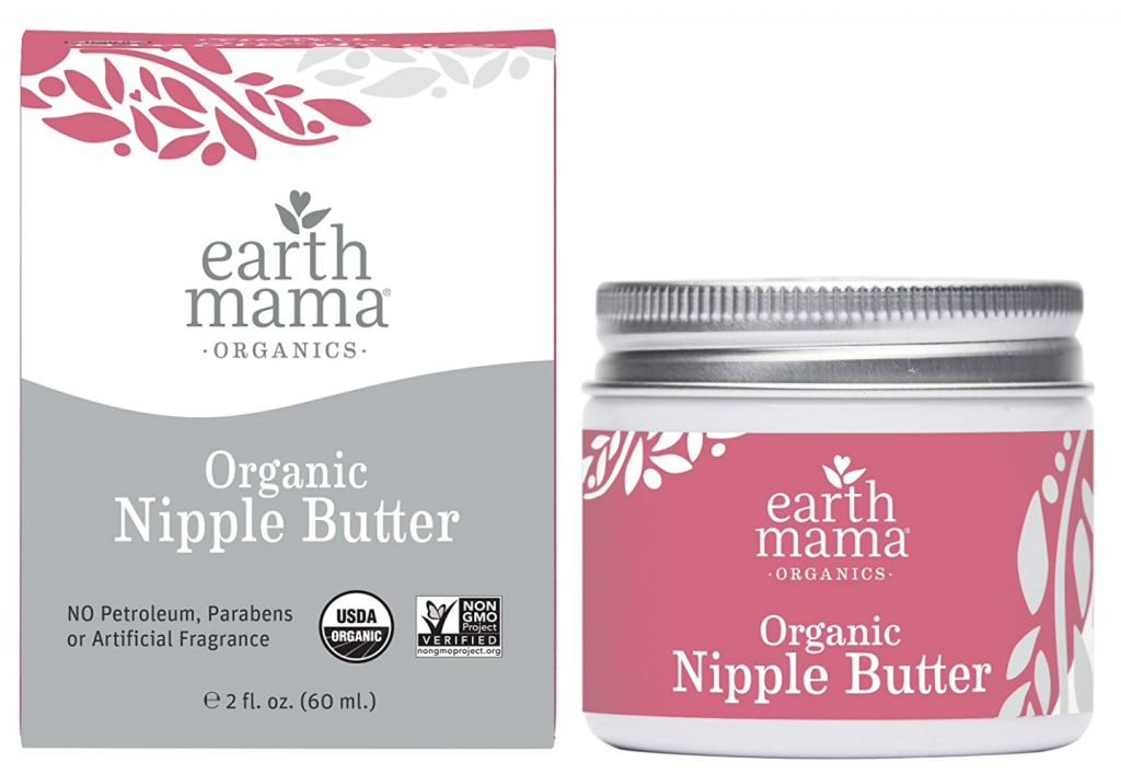 Jar of Earth Mama organic nipple butter for postpartum care