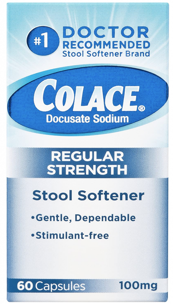 Box of Doctor Recommended Colace Stool Softener for postpartum care